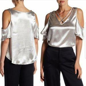 Metallic Cold Shoulder Blouse